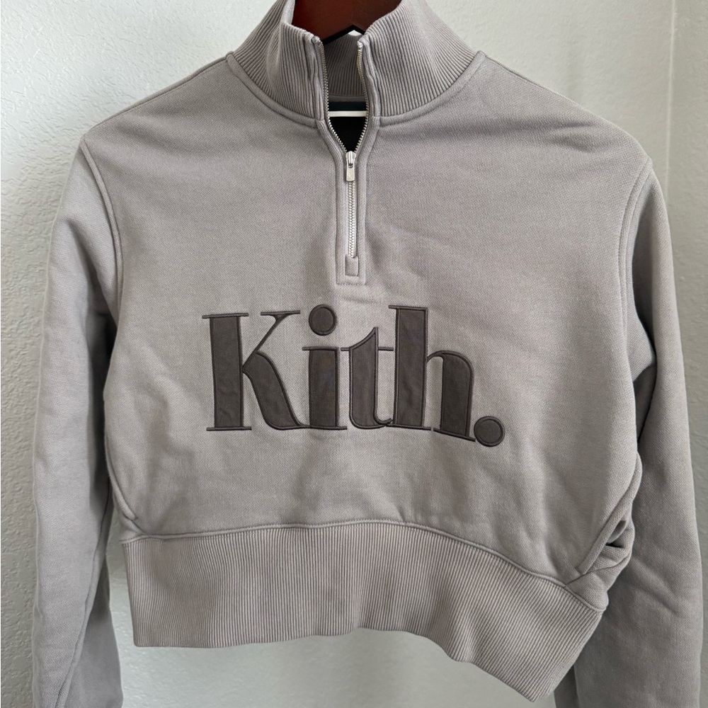 Kith Grey Half-Zip Sweatshirt with Embroidered Logo
